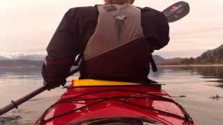 Paddling the eddyline Journey kayak on Lake Pend Oreille