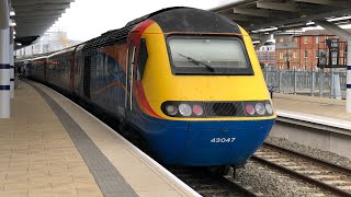 (4K) East Midlands railway’ power car 43047 screams away form long Eaton on Skegness to derby