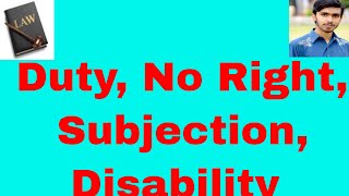 What is duty, no right, subjection, and disability in hindi and urdu Or legal rights part 4