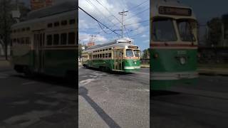 Rebuilt 1947 SEPTA PCC streetcar on 63-Girard bound Route 15/G at Girard Ave and Lancaster Av