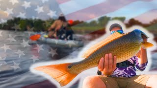 Kayak Fishing For Redfish On July Fourth (South Louisiana)