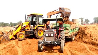 Jcb 3DX Xpert Backhoe Fully Loading Pond | Massey Ferguson Tractor | Jcb and Tractor | Jcb Video