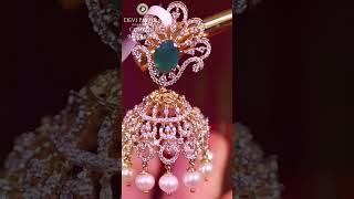 Gold Jhumkas with CZ stones II Devi Pavitra Gold & Diamonds