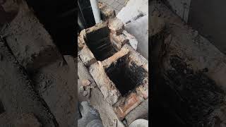 Started New Job Brick Chimney Tear Down Dust holding it together