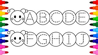 [영어놀이]애벌레 그림 안에 점선 알파벳 대문자를 따라쓰면서 영어 공부하기| Write Dotted Line Uppercase Alphabets in the Caterpillar