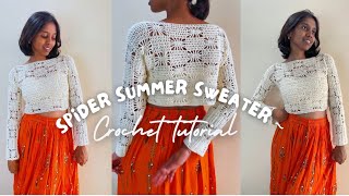 Crochet SPIDER SUMMER SWEATER tutorial / sleeves / shrug - beginner friendly