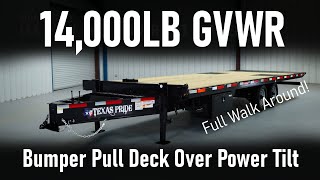 14k LB GVWR Bumper Pull Deck Over Power Tilt Full Walk Around