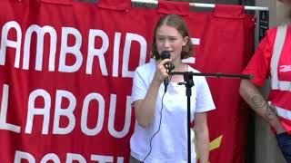 Imogen Rodgers - interview and speech to Defend Our Democracy, Cambridge. 31 Aug 2019.