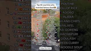 Top 50 countries who invented  the most food