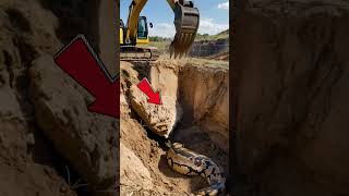 Large python comes out while digging the ground with an excavator 🐍#shorts