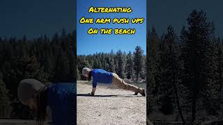 Alternating One Arm Push Ups on the Beach #calisthenics #pushups #training