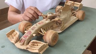 Arte de carpintería - Ferrari SF1000 2020 - Coche de carreras F1 - Arte de talla de madera