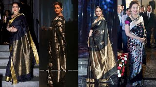 Black Silk Saree Ideas || Most Beautiful Black Silk Sarees