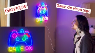 Gloziqoe Game On Neon Sign, fun colors with brightness settings #gamer #gameroom #gameroomdecor