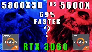 5800X3D vs 5600x fps comparison with RTX 3060 12GB, Ray tracing on + off + DLSS + FSR 2023 Benchmark