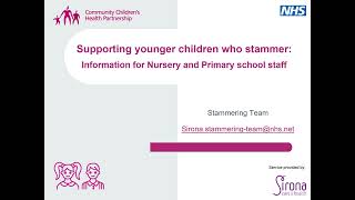 Supporting younger children who stammer