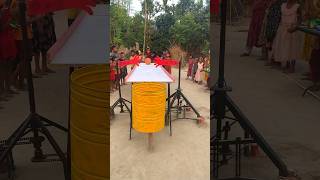 Who can pass the two-handed barrier and throw the ball into the drum? #reelsfeed #shortsfeed #new