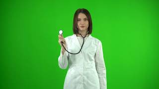 Green screen set beautiful doctor 4K