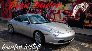 Porsche 911 header install, Fabspeed Supercup mufflers Porsche 996