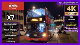 [Salisbury Reds] X7 ~ Southampton, WestQuay ➝ Salisbury, New Canal【4K】