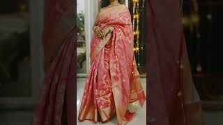 Pink Chanderi saree with Golden Readymade sleeveless blouse | How to drape a saree? #sareehaul