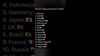 World's largest economies in 2050 | #statistics #ss #shorts #india #economy #youtubeshorts