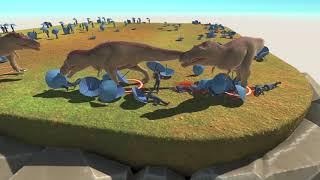 T REX PACK VS 100 HUMANS Animal Revolt Battle Simulator