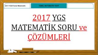 2017 YGS Matematik çözüm(16-29 .arası)