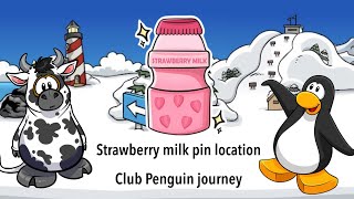 (Unavailable) Strawberry milk pin location | Club penguin journey