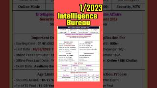 Intelligence bureau 2023 recruitment #viral #jobs #latest #recruitment #shorts #job