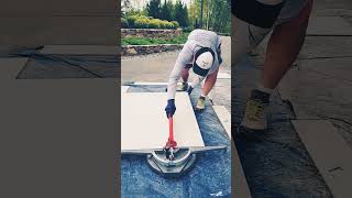 How to cut and snap large format porcelain #largeformattile #construction #contractor #howto #tiles