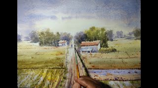 Watercolor Landscape Painting 🎨🎨 subscribe like comment and share please 🙏🙏🙏