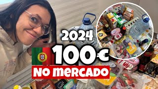 mercado em Portugal! O que dá para comprar com €100 no supermercado? #2024