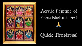 Acrylic Painting of Ashtalakshmi Devi. Time lapse video