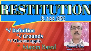 Restitution in CPC I Section 144 Cpc I Restitution under 144 Cpc I HkLegalTv I HaamidKhan I