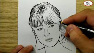 VERY EASY, how to draw taylor swift / quick sketch