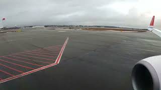 Norwegian B737-800 departures Oslo Gardermoen Airport ( from gate to take off)