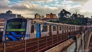 Metrô  |  Trens na estação parada inglesa linha 1 azul