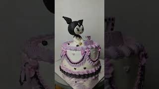 kue ultah kuromi ungu hitam putih cantik #cake#cakedecorating#kuromi#kuromicake