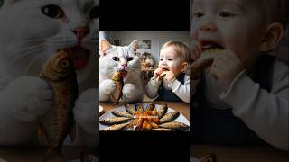 cute cat fried fish #catvideos #catanimation #kittycatanimation