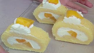 Mango Swiss Roll Cake{How to Make Mango Swiss Roll Cake} Easy Recipe