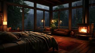 Cozy Room at Night with Heavy Rain Sounds  8 Hours