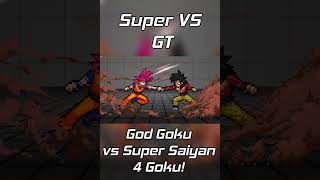 Super vs GT! Super Saiyan God Goku vs Super Saiyan 4 Goku!