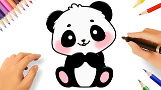 CÓMO DIBUJAR UN PANDA KAWAII FACIL 🐼💗