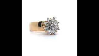 1 Carat Diamond Flower Cluster Ring in 14k Yellow Gold