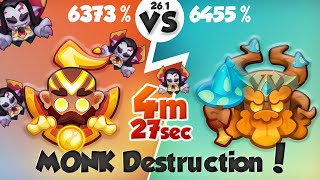 MONK Destruction (6373%) is too much for TREANT (6455%) PVP Rush Royale