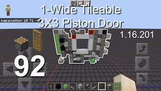 Minecraft Bedrock Tutorials(92) - How to build a 1-Wide Tileable 3X3 Piston Door (1.16.201)