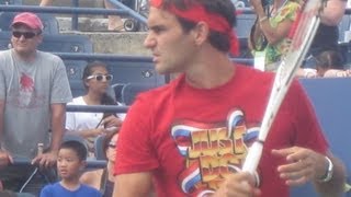 Roger Federer Practice at the 2012 US Open (with Mardy Fish)