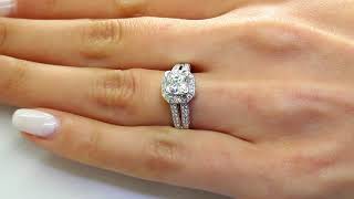 Princess Cut Diamond Engagement Halo Ring with Accents in White Gold (MVS0103-W)