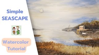 How to Paint a Seascape in Watercolor // Sunrise on the Harbor Painting